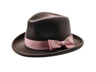 a brown hat with a pink bow