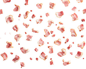 bacon pieces of bacon falling