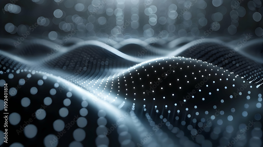 Poster abstract 3d dark background with illuminated dots