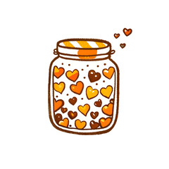 Hand-Drawn Jar of Tiny Hearts with Whimsical Details. Perfect for: Valentine's Day, Romantic Celebrations, Sweet Surprises