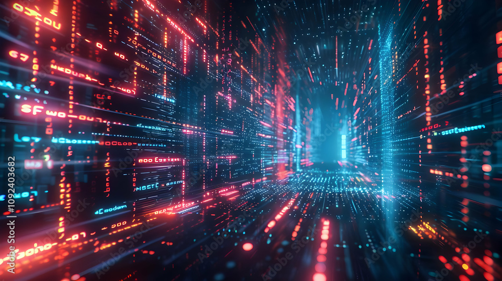 Poster abstract 3d digital data stream background