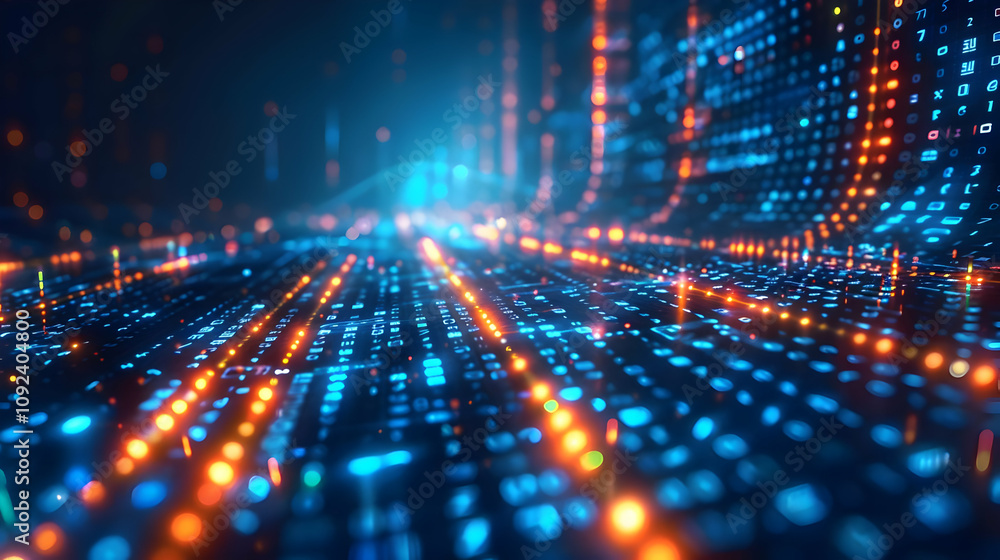 Poster abstract 3d digital data stream background