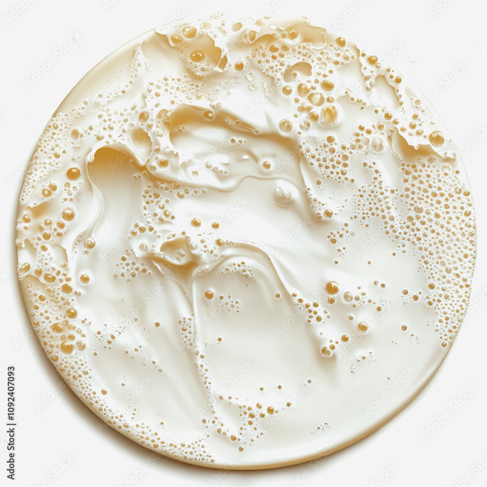 Poster creamy smooth surface with bubbles and swirls, abstract design of liquid texture capturing viscosity