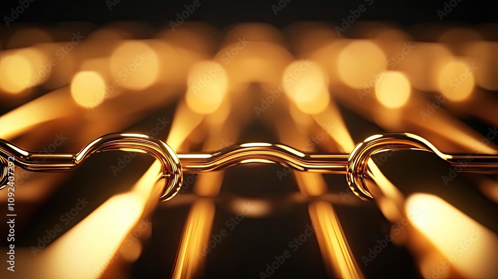 Poster close-up of a golden chain link with a blurred background effect.
