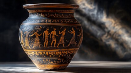 Ancient Greek Vase with Intricate Designs