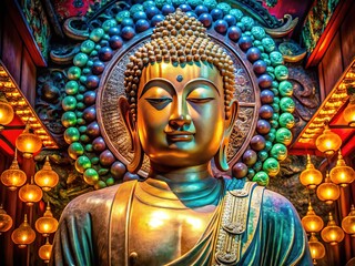 Obraz premium Over 100-year-old Buddha statues, studio-captured.