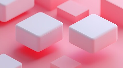 Obraz premium White cubes suspended in mid-air