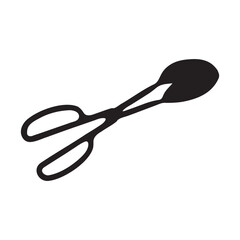 Buffet Serving Scissor Tong Silhouette Vector Illustration