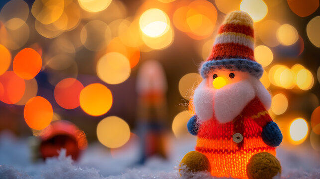 Woolen Santa. Handmade woolen Stanta Claus in Christmas.