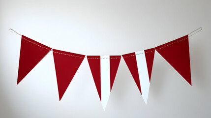 Obraz premium Red and White Triangular Bunting Decorates a Wall