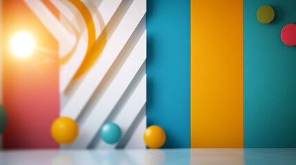 blue pink yellow colorful minimalist cute simple geometric shape colorful abstract background, wall grungy paint texture with layers