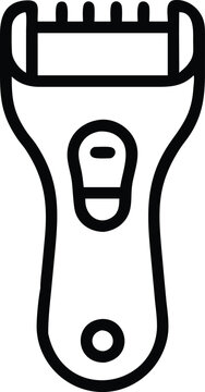 recommend clip art: Electric Shaver Line Art Icon, Black and white line art illustration of an electric shaver, representing grooming, personal care, and modern hair removal technology.
                    