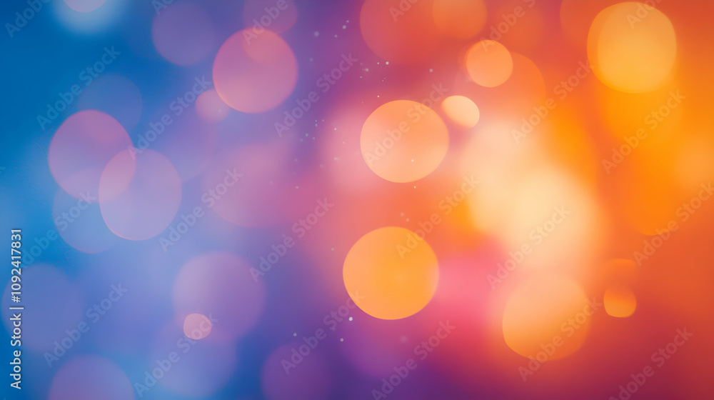 Poster abstract colorful bokeh background with blurry lights and warm tones