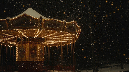 snow lights mery go round christmas night market
