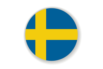 Fototapeta premium Flag of Sweden. Swedish national symbol in official colors. Template icon. Abstract vector background. Round glass light ball, 3D big bubble, sphere.