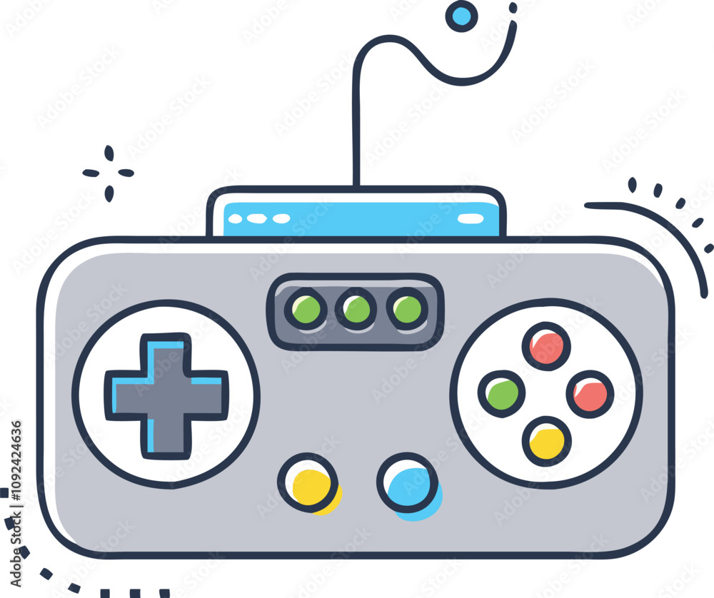 Aufkleber wired gaming controller icon in flat design, flat design icon of a wired gaming controller with colo