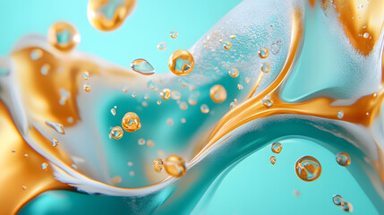 Abstract Liquid Melt with Mineral Accents Digital Art Wallpaper Vibrant Environment Dynamic Viewpoint for Modern Spaces