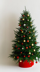 Obraz premium Christmas tree with branches isolated on white background for winter holiday decoration