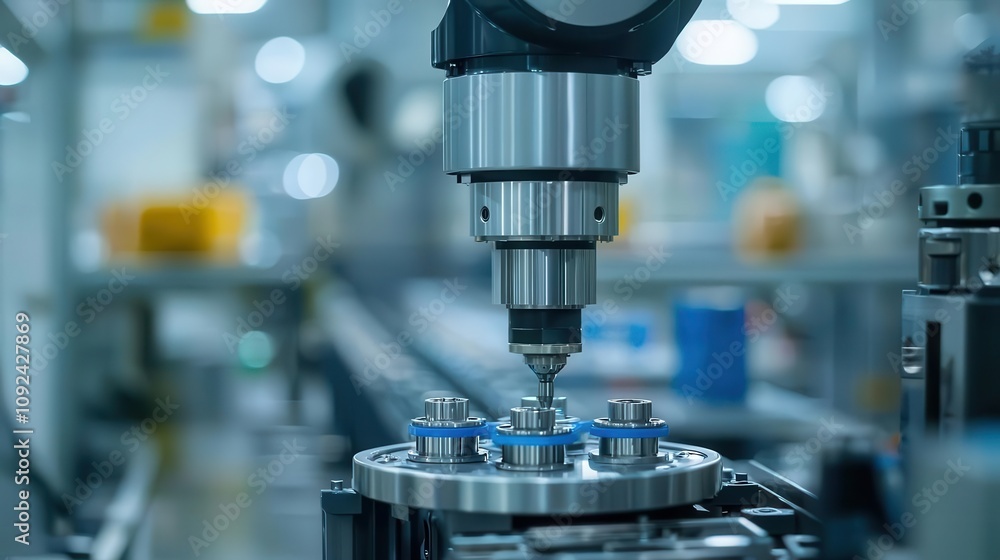 Poster high-tech robotic arm in action showcasing advanced technology
