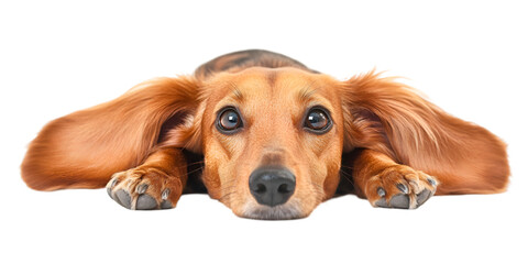 Adorable Dachshund Lying Down with Transparent Background