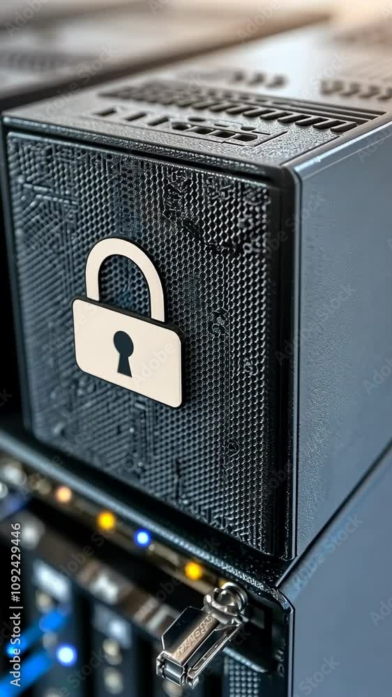 Aufkleber the image focuses on a section of a server rack
