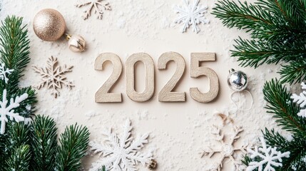 Festive Decorations and Winter Elements Creating a Cozy Atmosphere for Welcoming the New Year of 2025 With Joy and Celebration