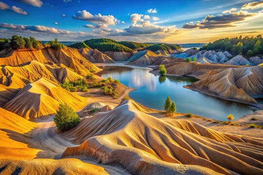 Quarry sand dunes, landscape rule of thirds.  Compositional guide boosts aesthetic appeal.