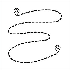 Pin map dotted line road location. Vector design