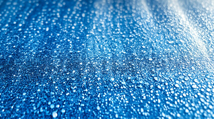 Obraz premium Abstract Blue Background with Sparkling Water Droplets, Shimmering Texture, Close-up View