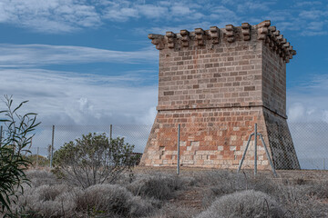 Tower of Regina, a stone built, 15th century historic monument, situated on a 100 m ASL hilltop , two kilometers from north of Cape Kiti, Pervolia village, Larnaka District, Cyprus