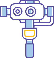 Camera Gimbal Icon in Flat Design, Flat design illustration of a camera mounted on a gimbal stabilizer, ideal for videography, filmmaking, and photography themes.  © PixelArtBox