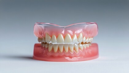 Obraz premium Detailed dental model features natural-looking artificial teeth on a transparent base