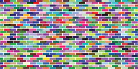 Colorful bricks wall texture vector illustration