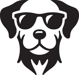 A black dog with sunglass silhouette design icon logo illustration isolated on white background