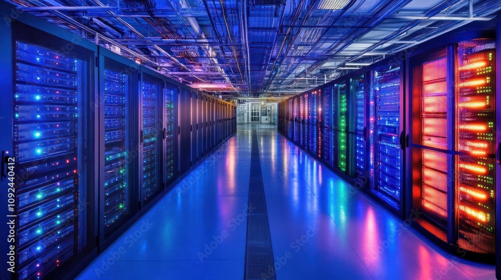 Aufkleber Illuminated Server Racks In A Modern Data Center