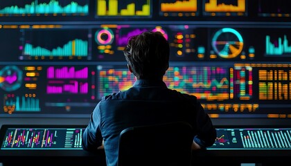 Naklejka premium Analyzing data on a futuristic screen.