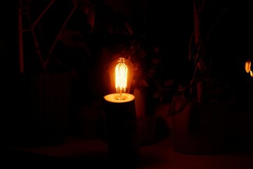 Rustic Edison bulb table lamp casts warm glow