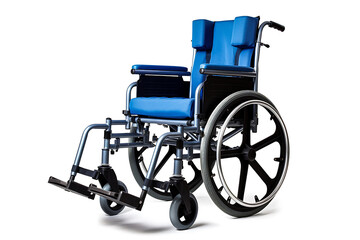 Fototapeta premium wheelchair is equipped with medical support equipment and a transport chair for emergencies, set against a white backdrop, and includes a clipping path.