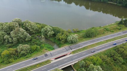 Highway bridge crossing over small stream