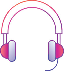 Colorful Headset with Microphone Illustration, Vibrant illustration of a modern over-ear headset with a microphone, ideal for communication, gaming, or online meetings.  
