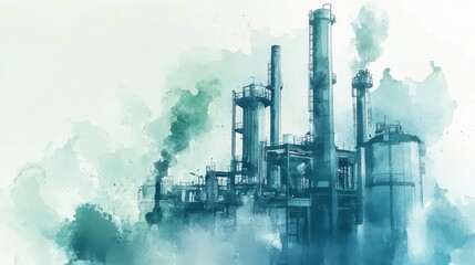 Watercolor Illustration of Manufacturing Data Optimization