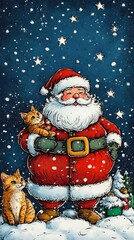 Naklejka premium Christmas Santa Phone wallpaper