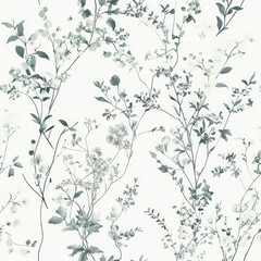 Delicate Floral Botanicals Seamless Pattern Design