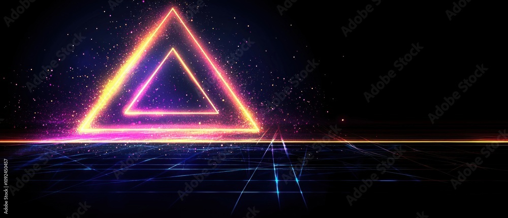 Poster dynamic neon triangle abstract digital space graphic design futuristic environment artistic concept 