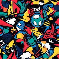 Bold Pop Art Inspired Pattern with Vibrant Colors