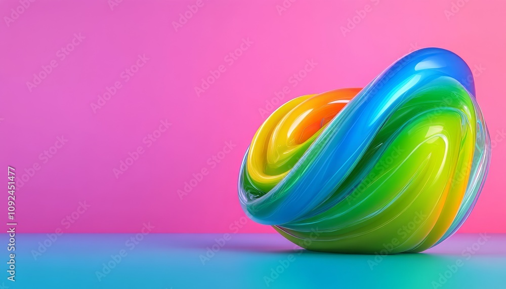 Poster colorful abstract sculpture on vibrant background with smooth curves and swirling patterns
