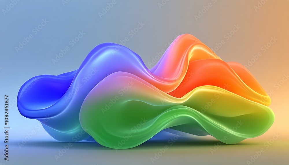 Poster colorful abstract shape with smooth curves and gradients in digital art display