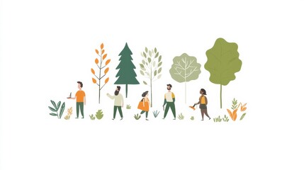 Fototapeta premium Illustrated Characters Addressing Environmental Issues