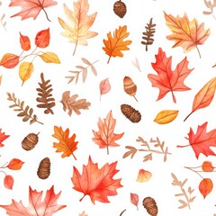 Fototapeta premium Whimsical Autumn Leaves Watercolor Collection