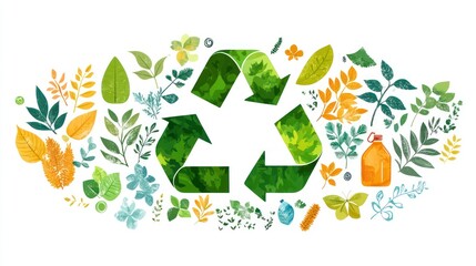 Recycling symbols with icons. ecological and zero waste concep